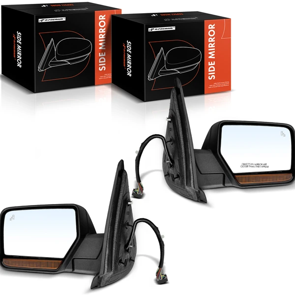 Driver & Passenger Mirror, with Heating, Power Adjustment, Power Folding, Smooth Black A-Premium APMI985TW