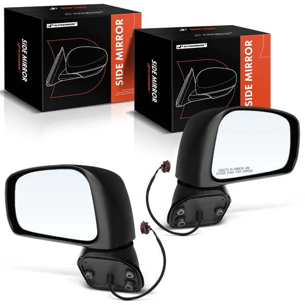 2008-2011 Nissan Versa Driver & Passenger Mirror, Power Adjustment, Manual Folding, Smooth Black A-Premium APMI988TW