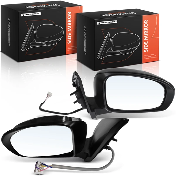 2012-2015 Scion iQ Driver & Passenger Mirror, Powered, Smooth Black A-Premium APMI2918TW