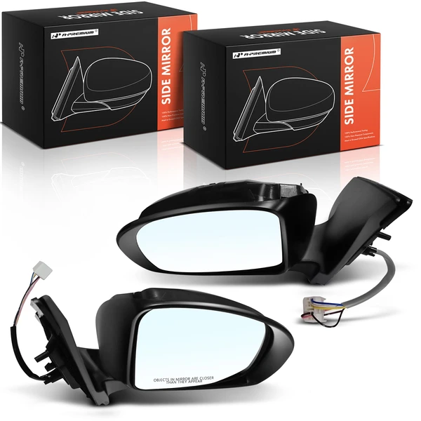 2012-2015 Scion iQ Driver & Passenger Mirror, Powered, with Heated, Smooth Black A-Premium APMI2916TW