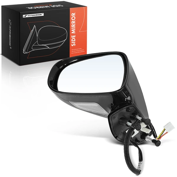 Left Driver Side Mirror, with Heating, Power Adjustment, Manual Folding, Smooth Black A-Premium APMI2919TW
