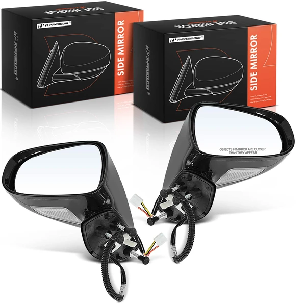 Driver & Passenger Mirror, Powered, with Heated, Smooth Black A-Premium APMI2920TW