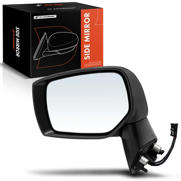 Left Driver Side Mirror, Power Adjustment, Manual Folding, Smooth Black A-Premium APMI1015TW