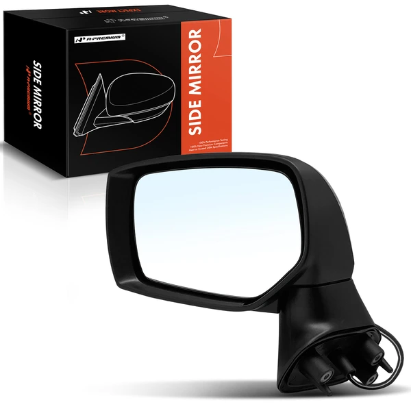 Left Driver Side Mirror, with Heating, Power Adjustment, Manual Folding, Smooth Black A-Premium APMI1017TW
