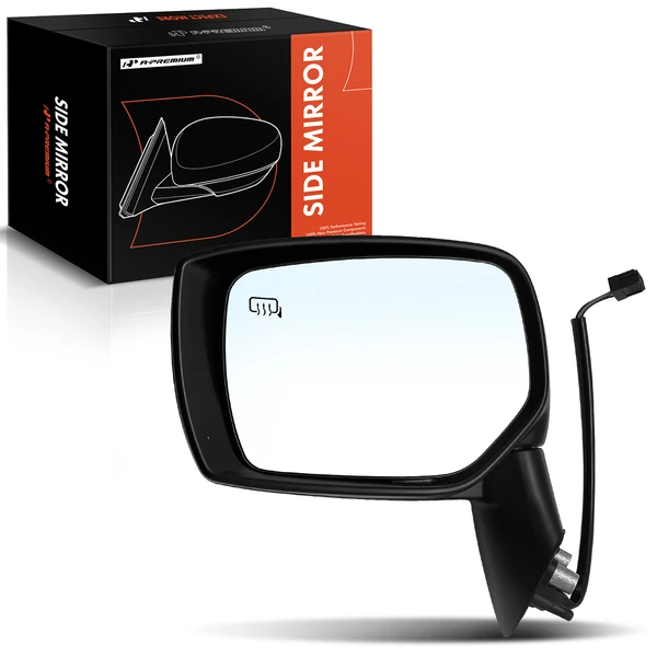 Left Driver Side Mirror, with Heating, Power Adjustment, Manual Folding, Textured Black A-Premium APMI1019TW