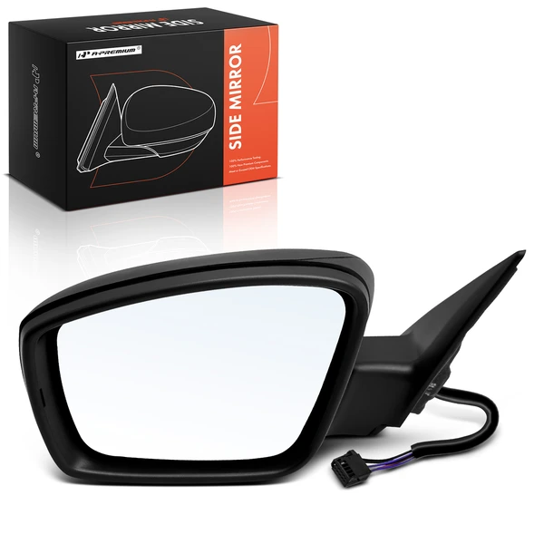 Left Driver Side Mirror, with Heating, Power Adjustment, Manual Folding, Textured Black A-Premium APMI1021TW