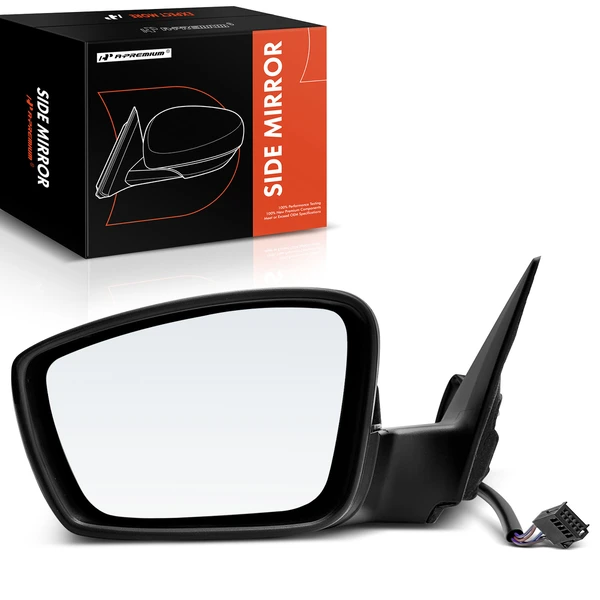 Left Driver Side Mirror, with Heating, Power Adjustment, Manual Folding, Primed Gray A-Premium APMI1022TW