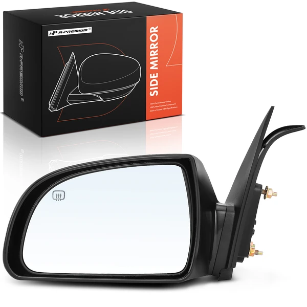 Left Driver Side Mirror, with Heating, Power Adjustment, Non-Folding, Black A-Premium APMI215