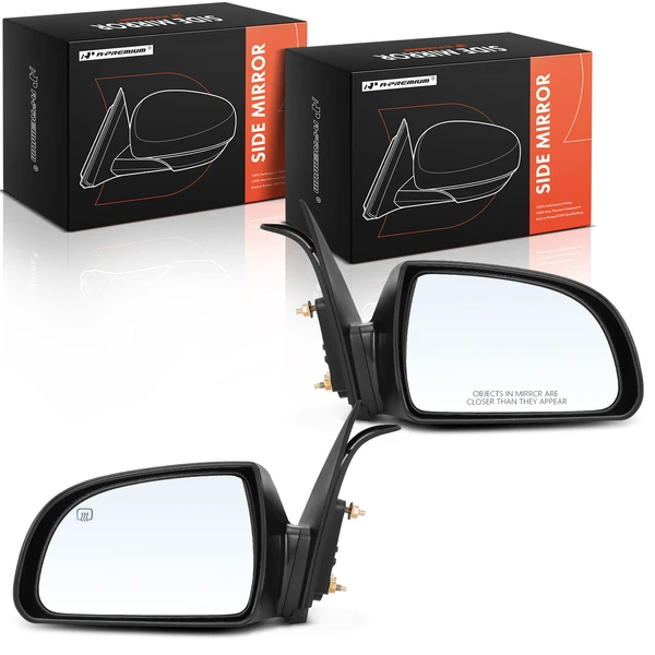 Driver & Passenger Mirror, with Heating, Power Adjustment, Non-Folding, Black A-Premium APMI216