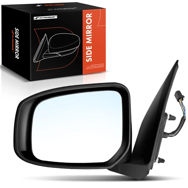 Left Driver Side Mirror, with Heating, Power Adjustment, Manual Folding, Smooth Black A-Premium APMI1026TW