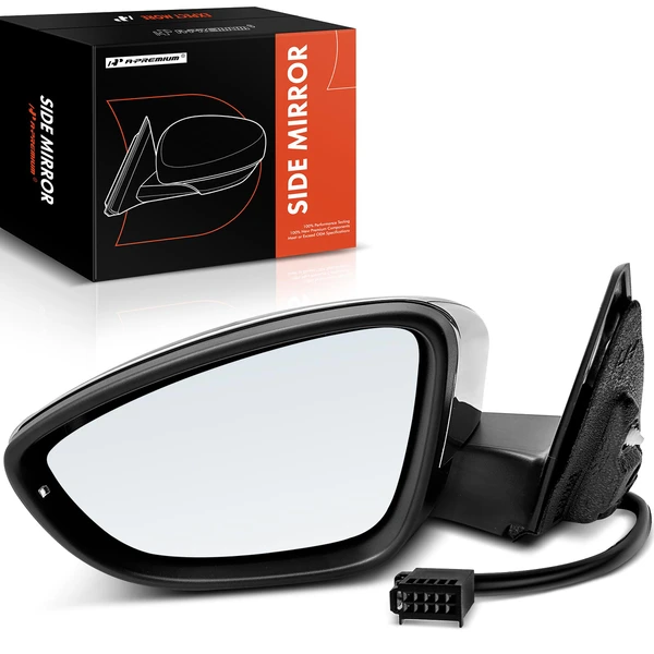 Left Driver Side Mirror, with Heating, Power Adjustment, Manual Folding, Chrome A-Premium APMI1028TW