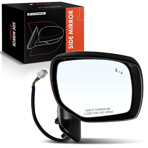 Right Passenger Side Mirror, with Heating, Power Adjustment, Manual Folding, Textured Black A-Premium APMI1030TW