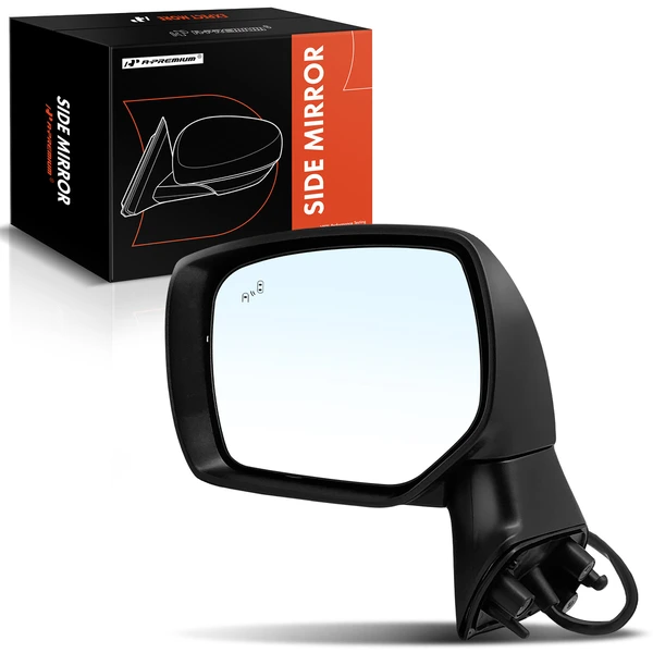 Left Driver Side Mirror, with Heating, Power Adjustment, Manual Folding, Smooth Black A-Premium APMI1031TW