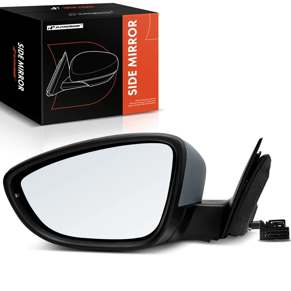 Left Driver Side Mirror, with Heating, Power Adjustment, Power Folding, Primed Gray A-Premium APMI1033TW