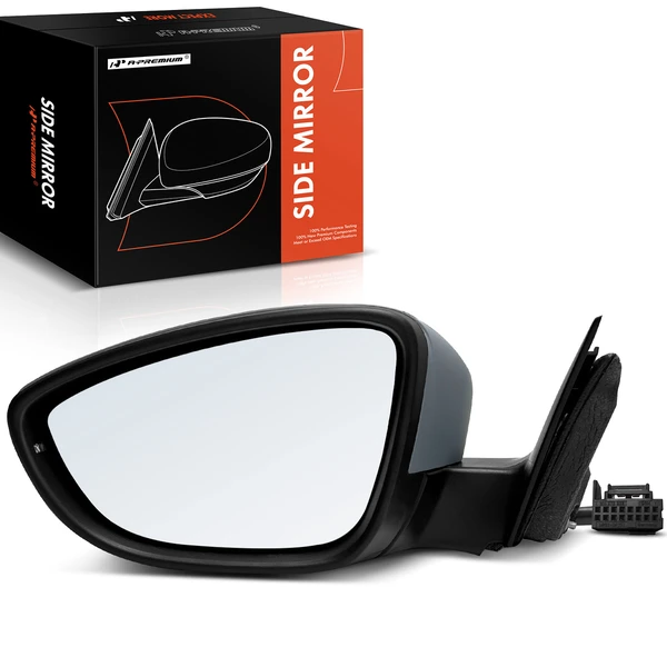 Left Driver Side Mirror, with Heating, Power Adjustment, Power Folding, Primed Gray A-Premium APMI1034TW