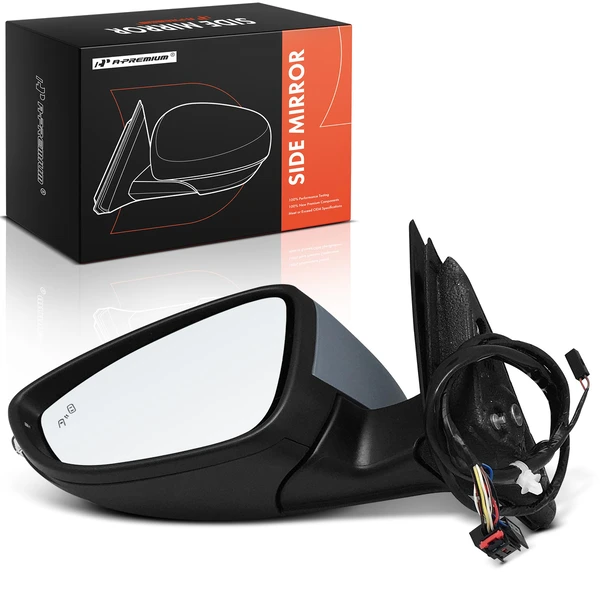 Left Driver Side Mirror, with Heating, Power Adjustment, Manual Folding, Primed Gray A-Premium APMI1035TW