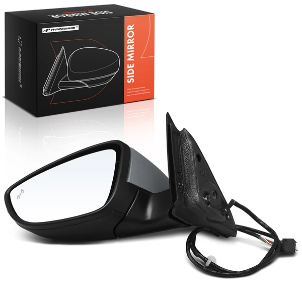 Left Driver Side Mirror, with Heating, Power Adjustment, Power Folding, Primed Gray A-Premium APMI1036TW