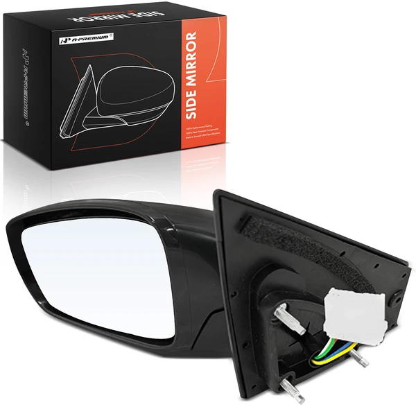 Left Driver Side Mirror, Powered, Smooth Black A-Premium APMI2292TW