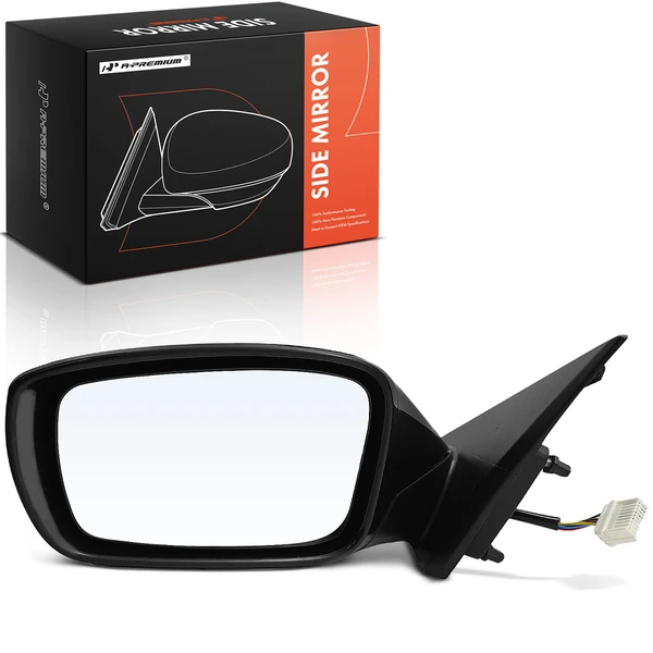 Left Driver Side Mirror, Powered, with Heated, Smooth Black A-Premium APMI2293TW