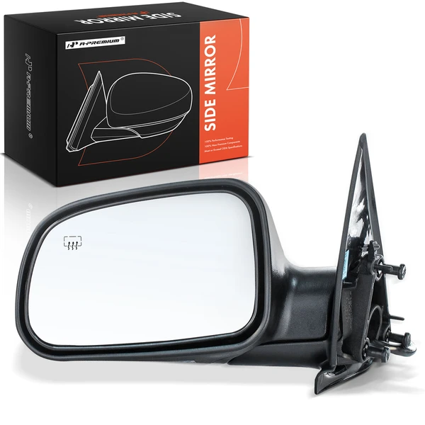Left Driver Side Mirror, with Heating, Power Adjustment, Manual Folding, Smooth Black A-Premium APMI2684TW