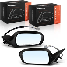 2 Pcs Driver & Passenger Smooth Black Mirror Assembly