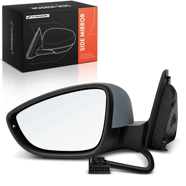 Left Driver Side Mirror, with Heating, Power Adjustment, Manual Folding, Primed Gray A-Premium APMI1037TW