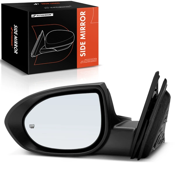 2011-2013 Mazda 6 Left Driver Side Mirror, with Heating, Power Adjustment, Non-Folding, Smooth Black A-Premium APMI1039TW