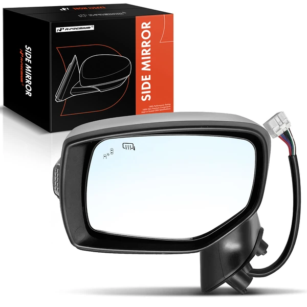 Left Driver Side Mirror, with Heating, Power Adjustment, Manual Folding, Chrome A-Premium APMI1040TW