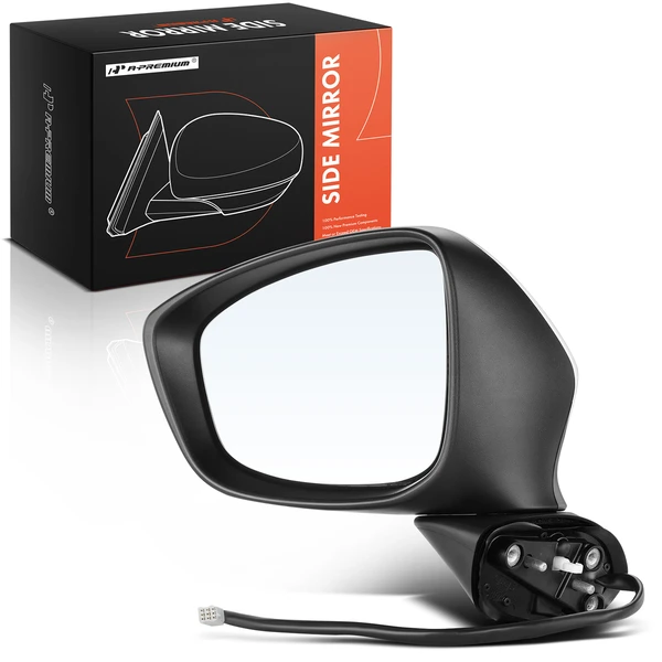 Left Driver Side Mirror, Powered, with Heated, White + Black A-Premium APMI006