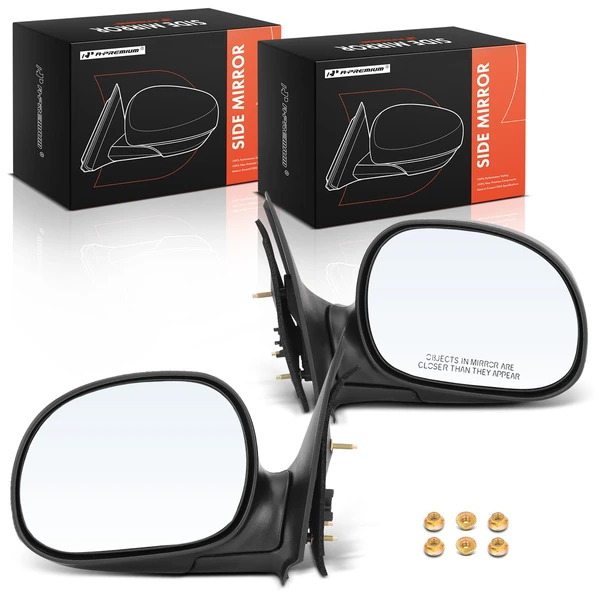 1997-1999 Ford F-250 Driver & Passenger Mirror, Manual 1997-1999 Ford F-250, Black A-Premium APMI220