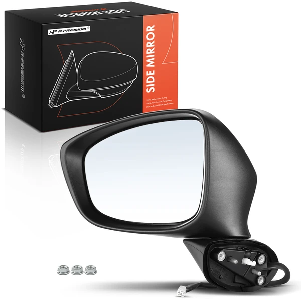 Left Driver Side Mirror, Powered, with Heated, Black A-Premium APMI183