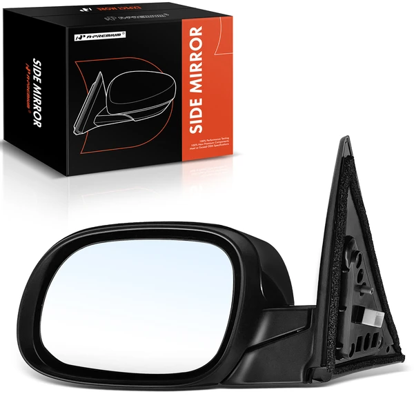 Left Driver Side Mirror, with Heating, Power Adjustment, Manual Folding, Smooth Black A-Premium APMI1044TW
