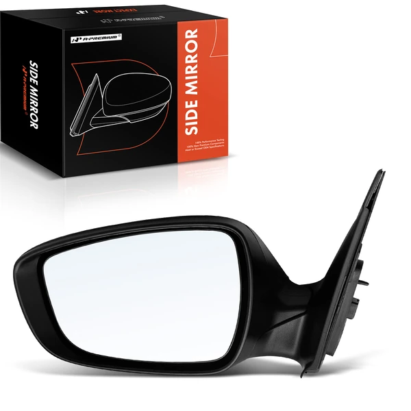 Left Driver Side Mirror, with Heating, Power Adjustment, Manual Folding, Smooth Black A-Premium APMI795