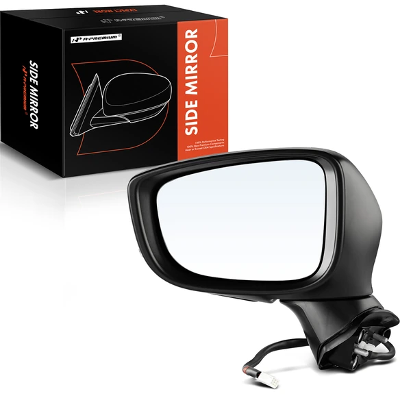 Left Driver Side Mirror, Powered, White & Black A-Premium APMI126