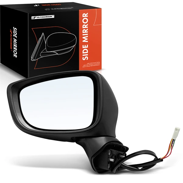 Left Driver Side Mirror, Powered, Smooth Black A-Premium APMI797