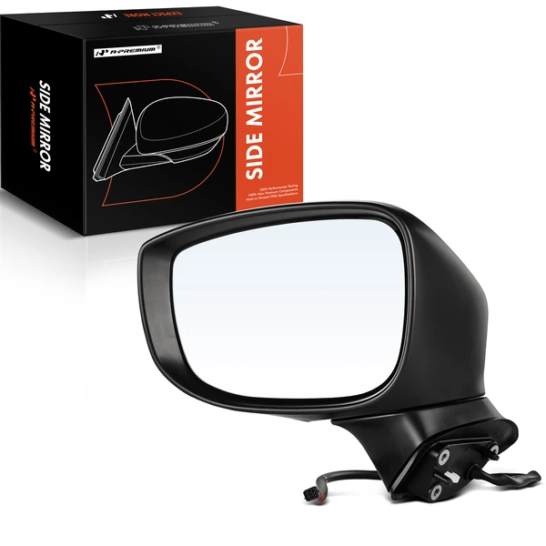 Left Driver Side Mirror, Powered, White + Black A-Premium APMI127