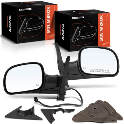2 Pcs Front Black Power Heated Mirror