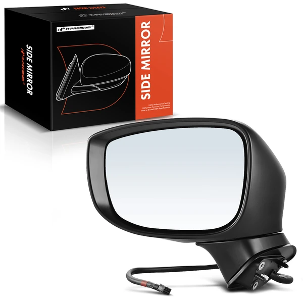 Left Driver Side Mirror, Powered, with Heated, White + Black A-Premium APMI128