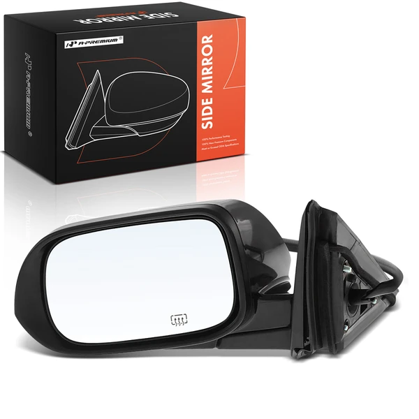 Left Driver Side Mirror, Powered, with Heated, Smooth Black A-Premium APMI2676TW