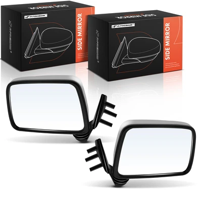 2 Pcs Driver & Passenger Black Mirror with Manual Glass Adjust
