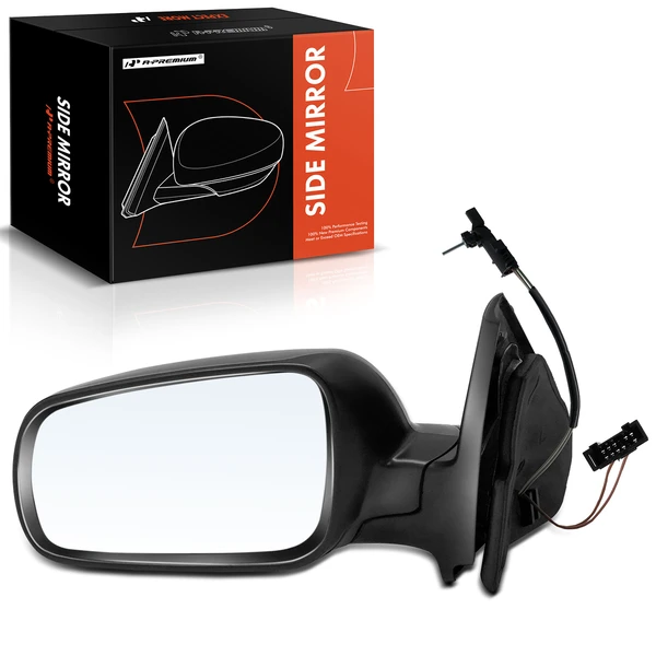 Left Driver Side Mirror, with Heating, Manual Adjustment, Manual Folding, Textured Black A-Premium APMI997TW