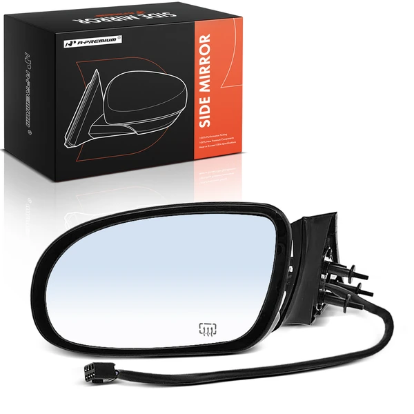 Left Driver Side Mirror, Powered, with Heated, Smooth Black A-Premium APMI2679TW