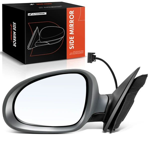 Left Driver Side Mirror, with Heating, Power Adjustment, Manual Folding, Primed Gray A-Premium APMI999TW