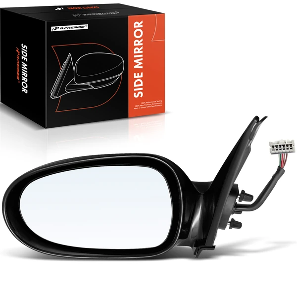 Left Driver Side Mirror, with Heating, Power Adjustment, Non-Folding, Smooth Black A-Premium APMI794