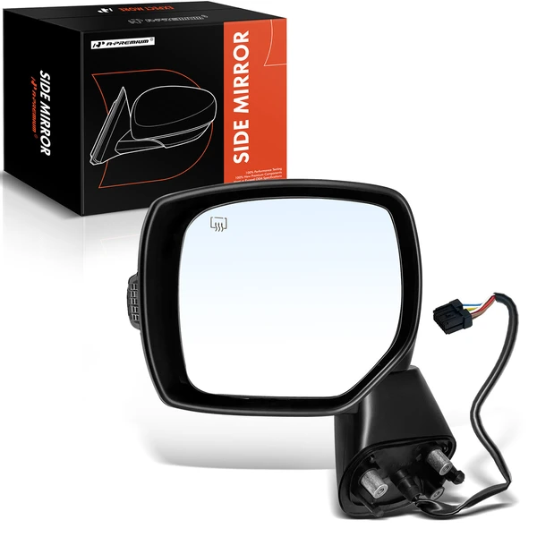 Left Driver Side Mirror, with Heating, Power Adjustment, Manual Folding, Smooth Black A-Premium APMI1008TW