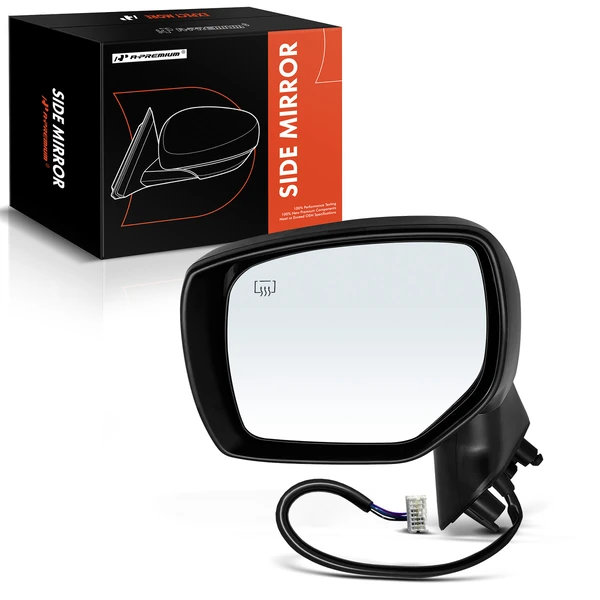 Left Driver Side Mirror, with Heating, Power Adjustment, Manual Folding, Textured Black A-Premium APMI1009TW