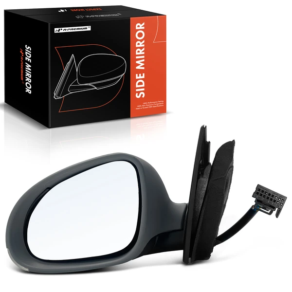 Left Driver Side Mirror, with Heating, Power Adjustment, Manual Folding, Primed Gray A-Premium APMI1011TW