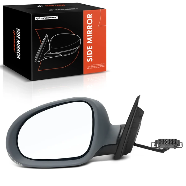 Left Driver Side Mirror, with Heating, Power Adjustment, Manual Folding, Primed Gray A-Premium APMI1013TW