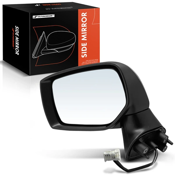 Left Driver Side Mirror, with Heating, Power Adjustment, Manual Folding, Smooth Black A-Premium APMI1014TW