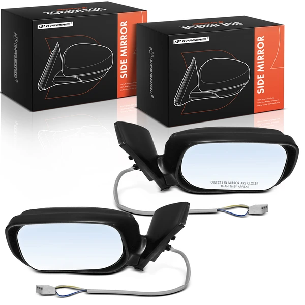 Driver & Passenger Mirror, Power Adjustment, Manual Folding, Textured Black A-Premium APMI2945TW